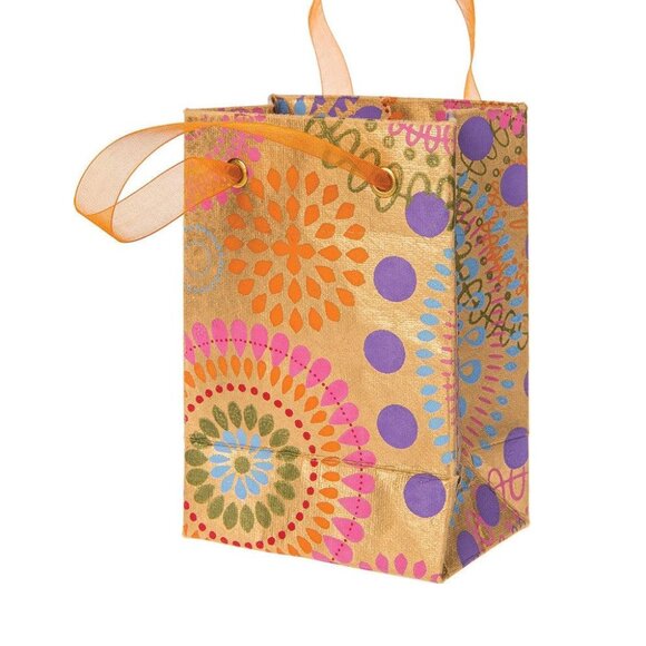 Gold Medallion Print 6" Paper Gift Bag - Picture 1 of 1